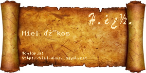 Hiel Ákos névjegykártya